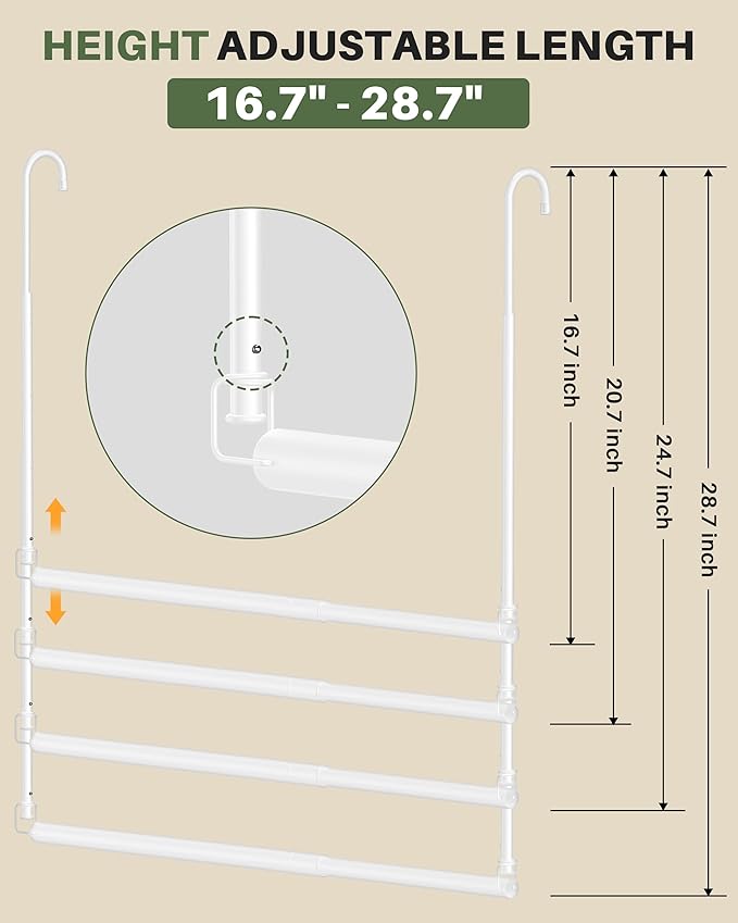 Hanging Closet Rod, 2 Pack Adjustable Height & Width Closet Rods - Image 3