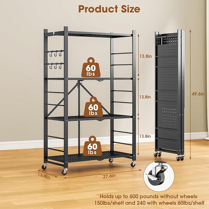 Fenbeli Foldable Shelves with Wheels - Image 3