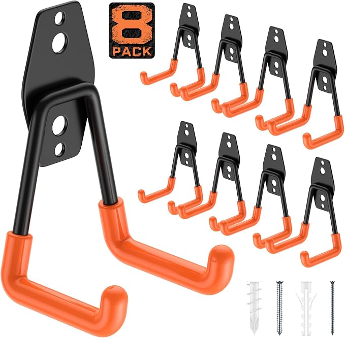 Garage Hooks with Anti-Slip Coating, Heavy Duty Wall Mount Storage Hooks by Cpais