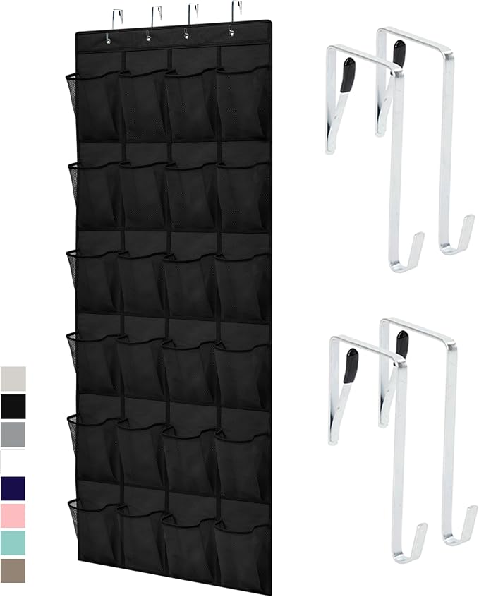 GORILLA GRIP Over the Door Shoe Organizer, 24 Large Breathable Mesh Pockets by GorillaGrip