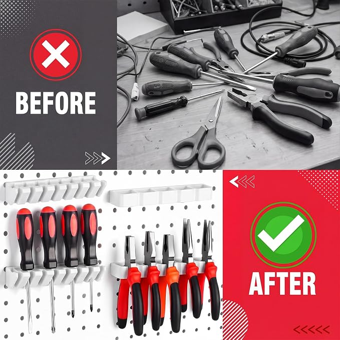 Junkin 6 Pcs Pegboard Screwdriver Holder and Pliers Organizer Set, Pegboard - Image 4