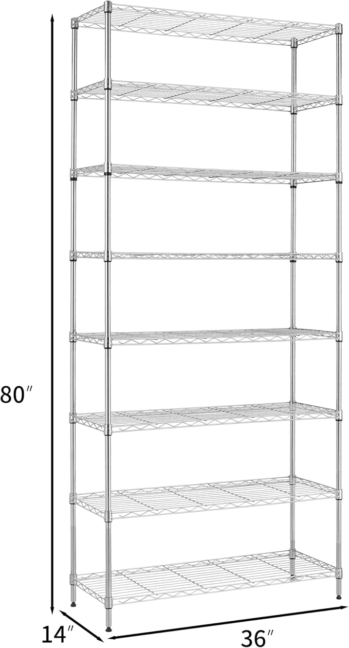 Finnhomy 8-Tier Wire Shelving Unit Adjustable Steel Wire Rack Shelving - Image 3