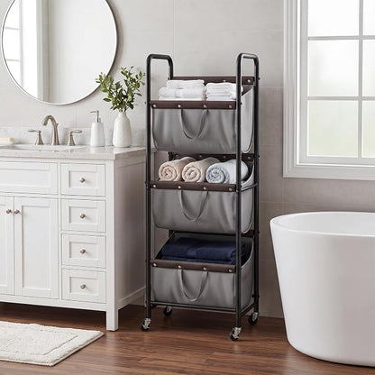 GRANNY SAYS 3 Section Tiered Laundry Sorter, Slim Vertical Laundry Hamper - Image 7