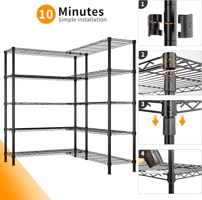 Black 5-Tier Double Row Adjustable Display Rack – Heavy Duty Iron Shelving Unit - Image 7