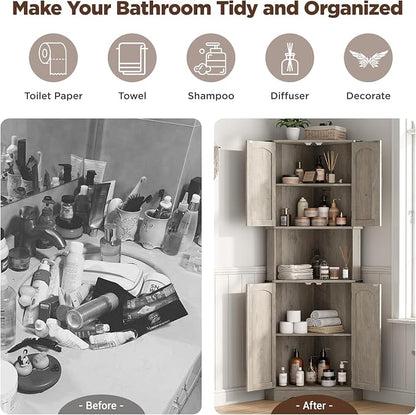 Maupvit Tall Corner Cabinet, Farmhouse Corner Storage Cabinet - Image 5