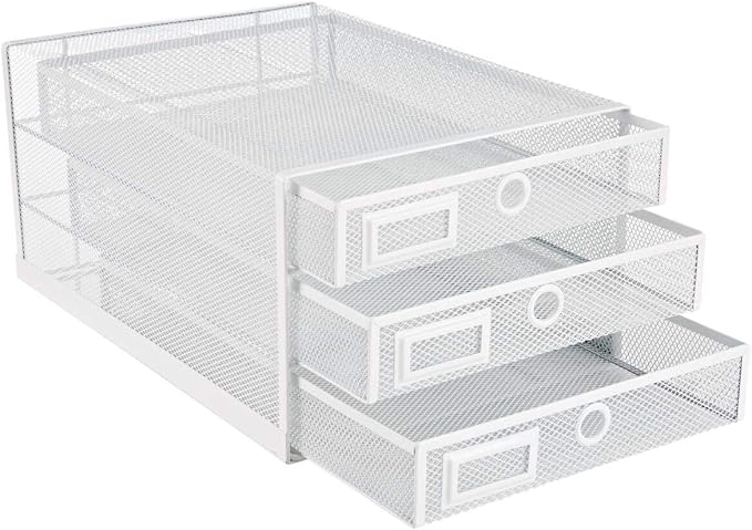 Annova Desk Organizer Wire Mesh 3 Tier Sliding Drawers Paper - Image 6