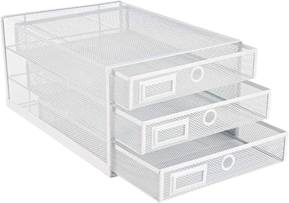 Annova Desk Organizer Wire Mesh 3 Tier Sliding Drawers Paper - Image 6