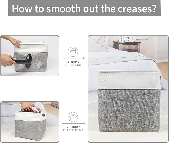 13x13 Cube Storage Bins, Collapsible Fabric Storage Box, 4 Pack Closet Baskets - Image 6