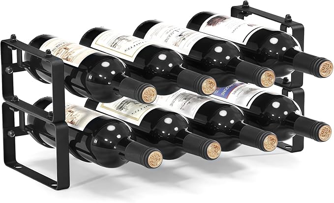 Stackable Wine Rack Countertop, Sturdy Wine Bottle Holder Freestanding by ICOHOT