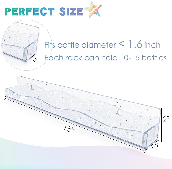YMVV 15" Nail Polish Rack Wall Mounted Shelf - Image 2