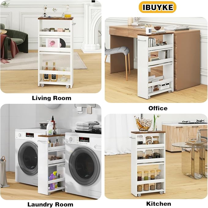 IBUYKE Slim Storage Cart 5.9" W, Rolling Organizer Trolley - Image 8