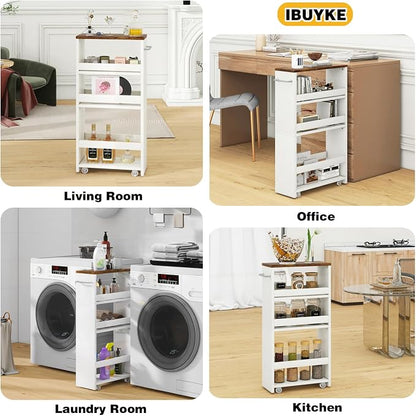 IBUYKE Slim Storage Cart 5.9" W, Rolling Organizer Trolley - Image 8