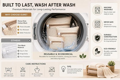 6-Pack Laundry Bags, Durable Cotton Mesh - Image 7