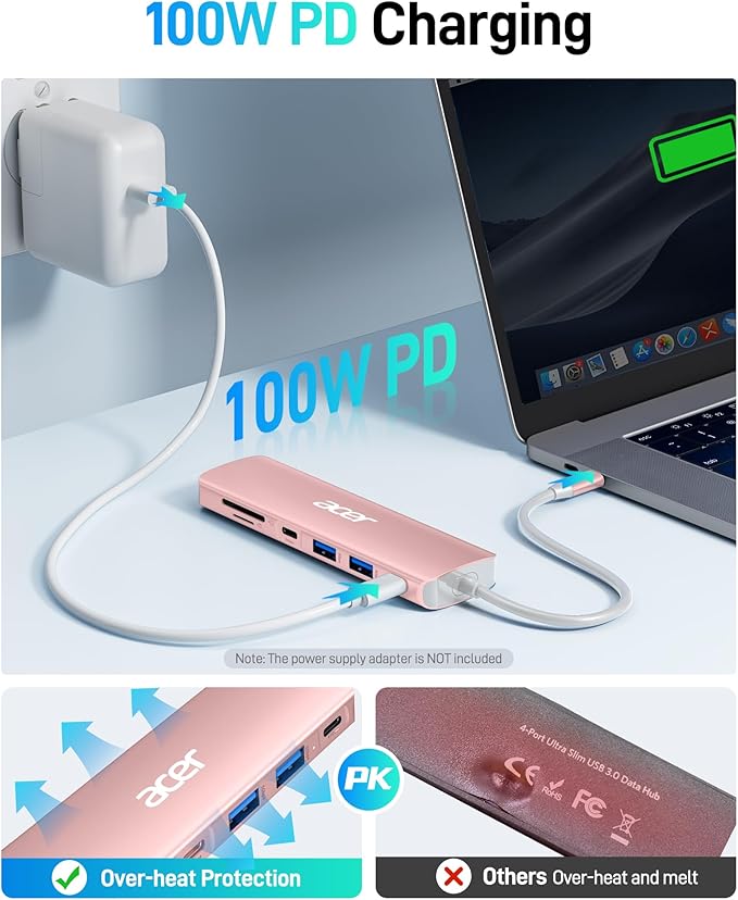 Acer USB C Hub, 7 in 1 USB-C to HDMI Multi-Port Adapter, 2 USBA 3.1 GEN1 and - Image 3