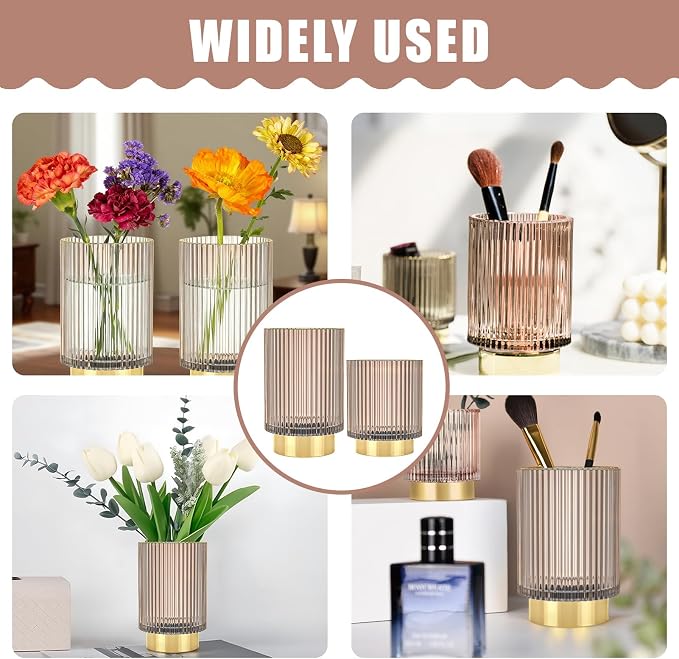 Makeup Brush Holder Organizer, Heavy Crystal Glass Brush Storage Holder - Image 7
