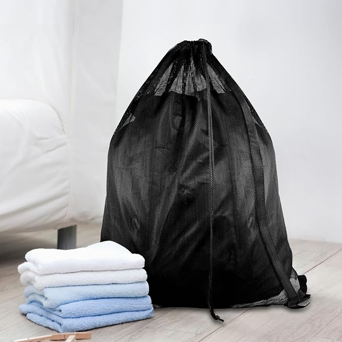 Mesh Laundry Bags with Adjustable Shoulder Strap, Drawstring Closure, Mixed - Image 7