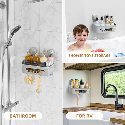 LEVERLOC Shower Caddy Suction Cup, Shower Organizer Removable Bathroom Shelf - Image 5
