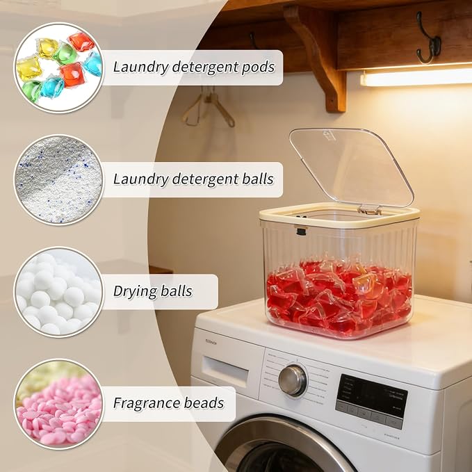 Gute Laundry Pod Holder with Pop-Up Lid — 2L Storage Container - Image 5