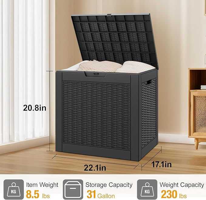 32 * 2 Gallon Outdoor storage deck Box Waterproof ，garden tool, backyard cushion - Image 8