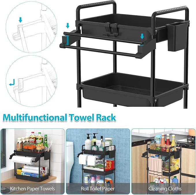 SPACEKEEPER Rolling Storage Cart, 3 Tier Utility Cart Laundry Room Organization - Image 2