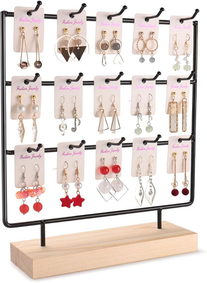 Earring Display Stand for Selling, Wood Earring Rack Tower Display Holder Stand by shidaishiyehome
