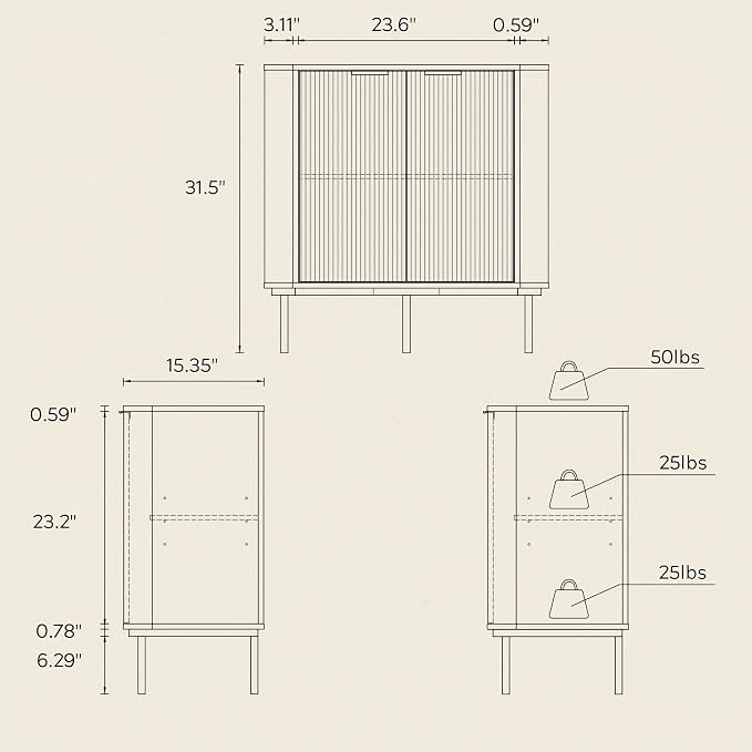 Modern Corner Cabinet, Fluted Small Floor Storage Cabinet - Image 2
