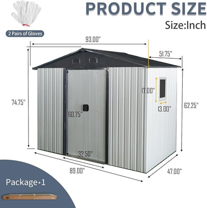 Outdoor Metal Storage Shed Window Ventilation Foundation Frame Waterproof - Image 7
