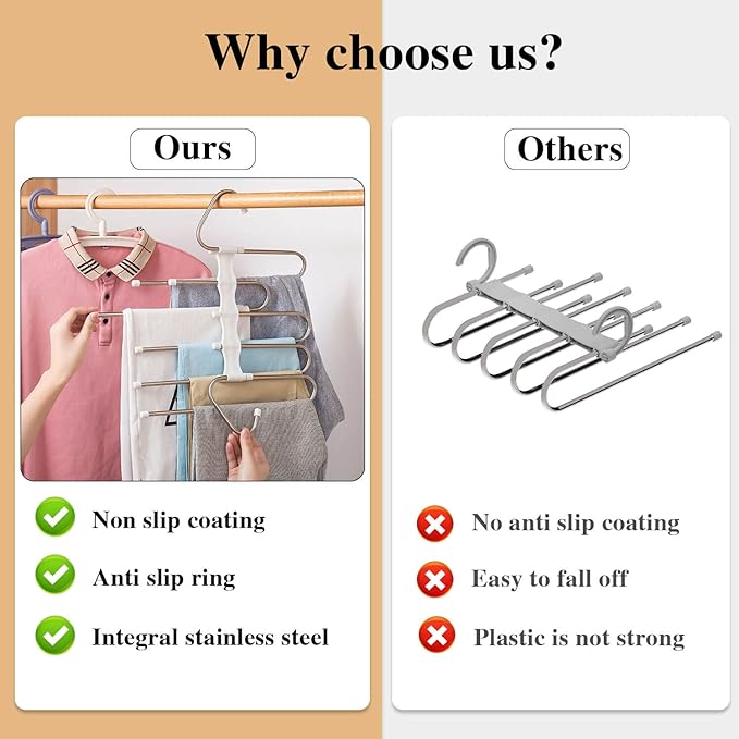 Kalimdor Pants Hangers 2 Pack Space Saving Metal Closet Organizer, Clothes - Image 3