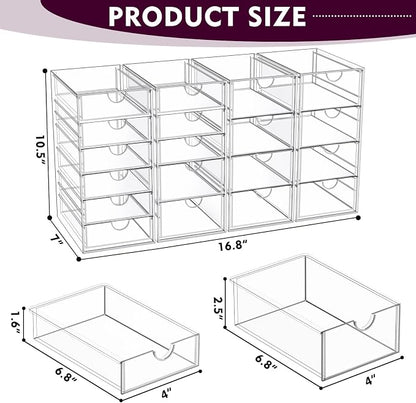 Acrylic Makeup Organizer with 19 Drawers, 4 Pack Clear Storage Drawers - Image 3