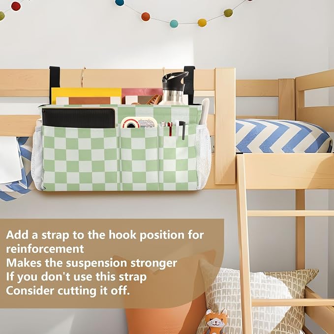 Checkered Mint Green and White Bedside Caddy - Image 6