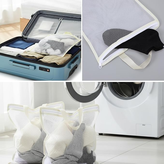 2 Pcs Small Mesh Laundry Bags for Delicates, Hanging Lingerie Wash Bags - Image 6