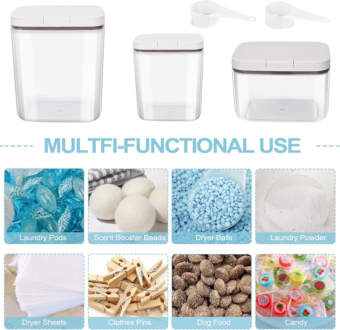 3 Pack Laundry Powder Containers & Dryer Sheet Holder - Image 7
