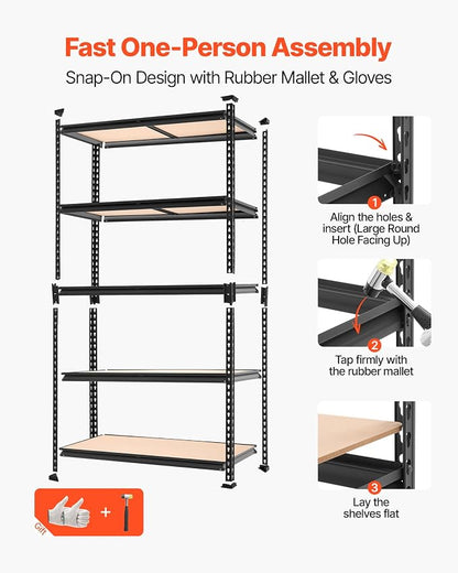 VEVOR Storage Shelves, 5-Tier Adjustable, 2500 lbs Capacity, Heavy Duty Garage - Image 6
