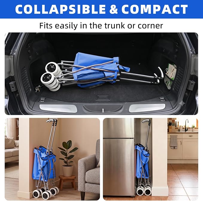 Shopping Carts for Groceries Foldable Rolling Trolley - Image 5