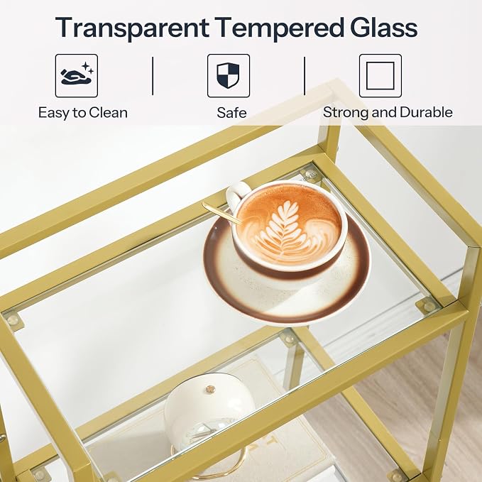 HOOBRO Gold Glass Shelf Stand, 4 Tier Standing Shelf Unit, Bathroom Organizer - Image 7
