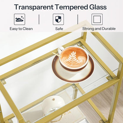 HOOBRO Gold Glass Shelf Stand, 4 Tier Standing Shelf Unit, Bathroom Organizer - Image 7