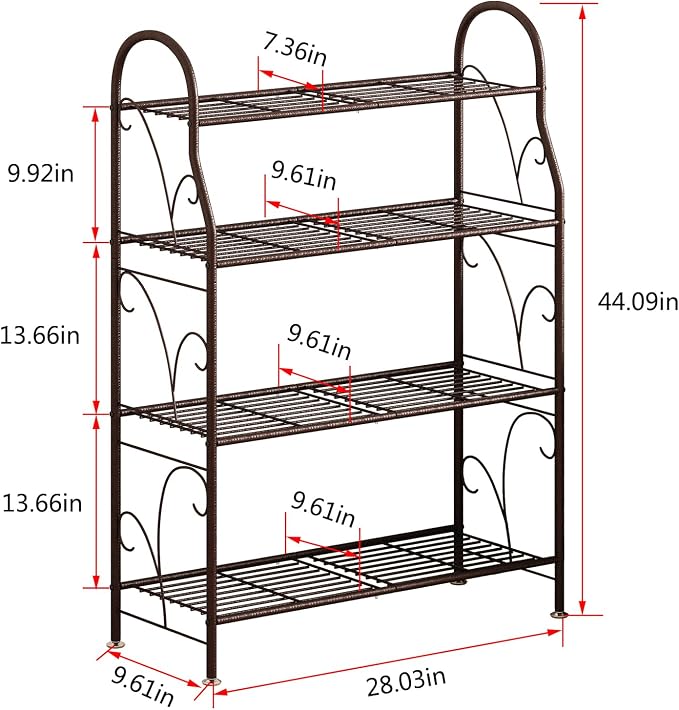 SORCEDAS Plant Stand Indoor Outdoor Plant Shelf 4 Tier Metal Corner Flower - Image 5