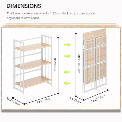 4NM No Assembly 3 Tiers Folding Bookshelf - Image 2