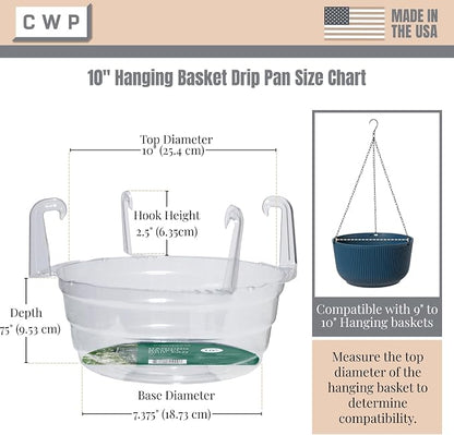 Curtis Wagner Plastics Hanging Basket Drip Pans | Clear, Round Hanging Plant - Image 2