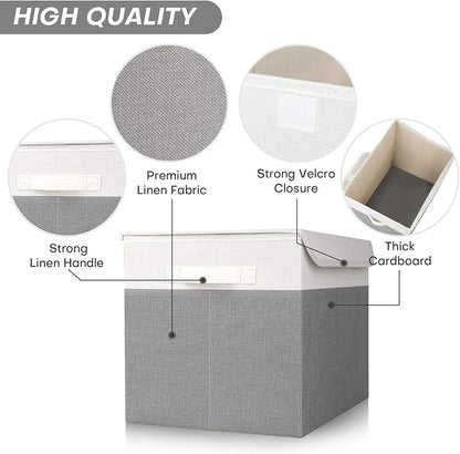 Large 22 Quart Linen Fabric Foldable Storage Bin Cube Organizer Basket - Image 5