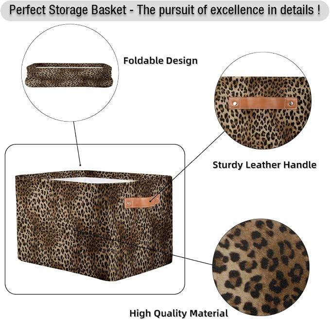 Basket Storage Bins Animal Leopard Cheetah Skin Rectangle Cube Basket Box Kids - Image 6
