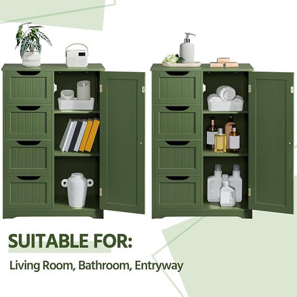 Yaheetech Wooden Bathroom Floor Cabinet, Side Storage Organizer Cabinet - Image 9