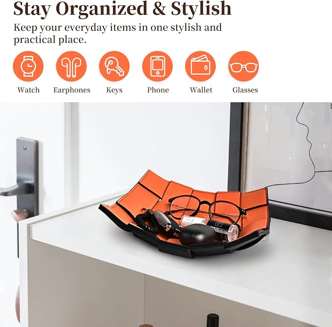 MSJGA Valet Tray PU Leather Key Holder Bowl - Image 3