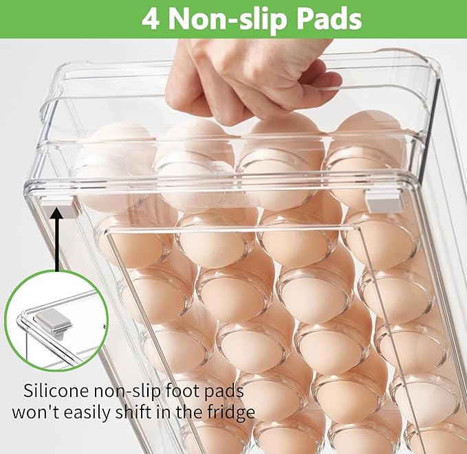 vacane 24 Capacity Egg Holder for Refrigerator Organizer Bins, BPA Free Egg - Image 3