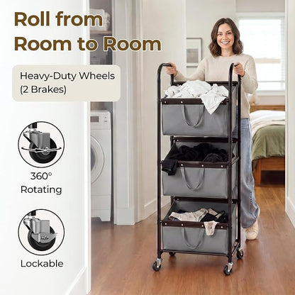GRANNY SAYS 3 Section Tiered Laundry Sorter, Slim Vertical Laundry Hamper - Image 5