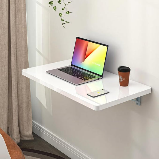 Clikuutory White Wall Mounted High Gloss Folding Table 23.6" L x 15.7" W by Turnyourhouseintoahome