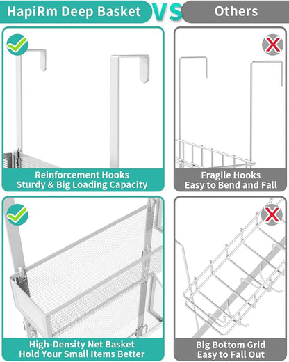 HapiRm Over Door Hook with 2 Mesh Baskets and 9 Hooks, 304 Stainless Steel No - Image 2
