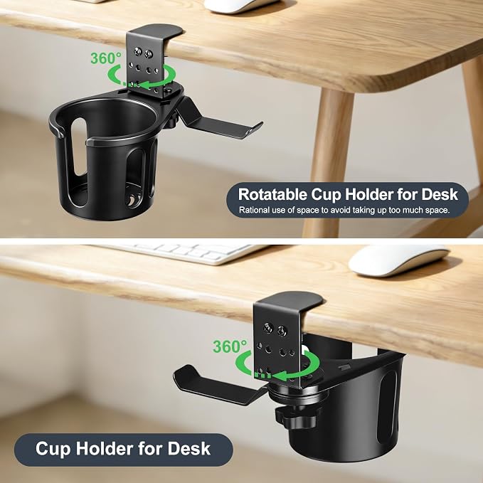 MYITYARD Desk Cup Holder Clamp, 2 in 1 Anti-Spill Clip On Table Cup Holder - Image 5