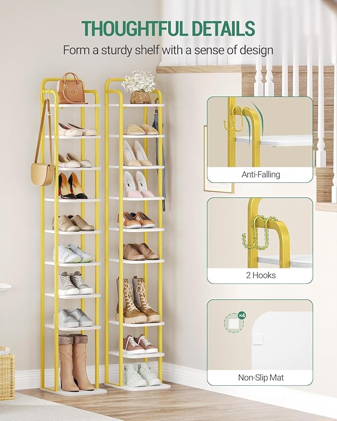 Hzuaneri 10 Tiers Vertical Shoe Rack, Narrow Shoe Tower, Tall Shoes Shelf - Image 3
