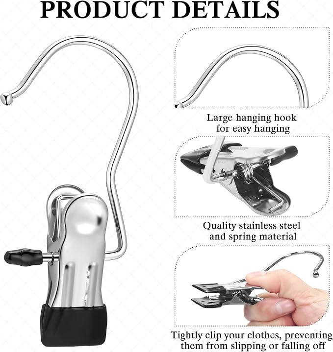 150 Pcs Boot Hangers Clips Laundry Hooks Hanging Stainless Steel Clothes Pins - Image 3